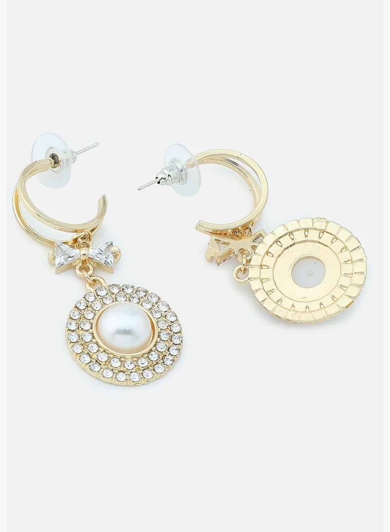 SOHI Gold Plated Party Designer Stone and Pearls Drop Earring For Women