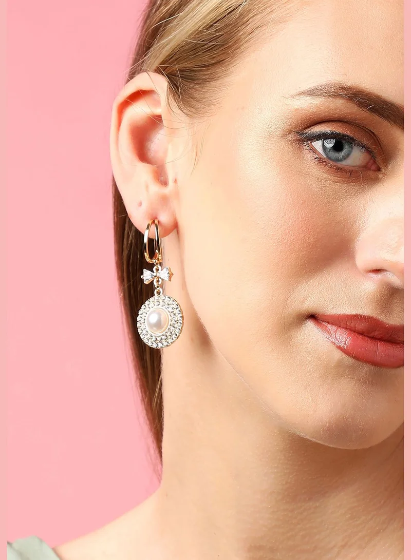 SOHI Gold Plated Party Designer Stone and Pearls Drop Earring For Women