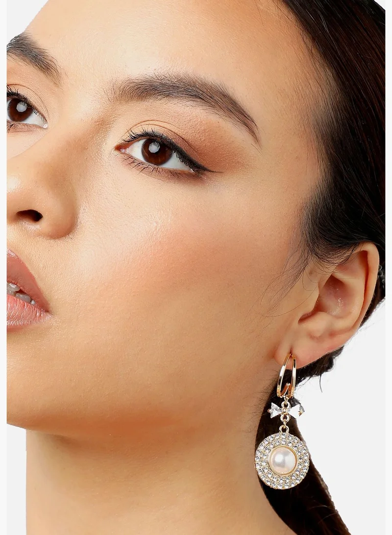 SOHI Gold Plated Party Designer Stone and Pearls Drop Earring For Women