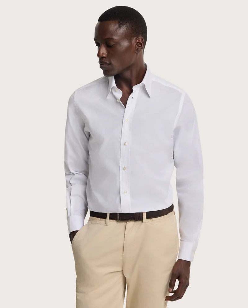كاميتشسما Permanent Poplin White Slim Shirt