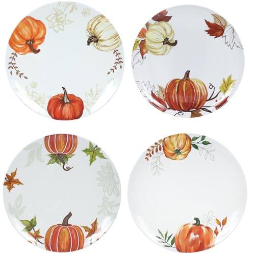 Webbylee 10 Melamine Plates Set of 4 Orange Melamine Dinner Plates Dishes Set for KitchenHeavy Duty Dishwasher Safe ShatterResistant Dessert Plates for Pasta Salad and Steak Brown - Image 1