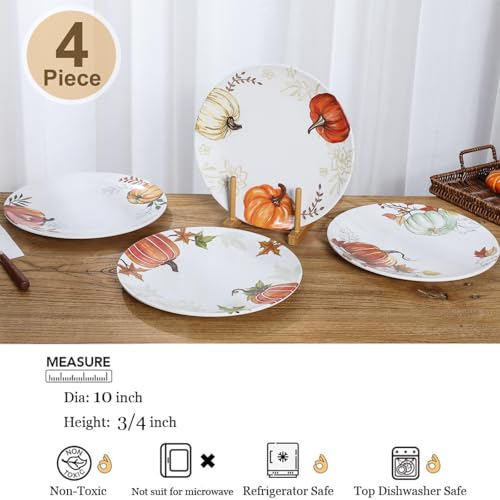 Webbylee 10 Melamine Plates Set of 4 Orange Melamine Dinner Plates Dishes Set for KitchenHeavy Duty Dishwasher Safe ShatterResistant Dessert Plates for Pasta Salad and Steak Brown - Image 3