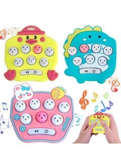 Wenosda Quick Push Game, 3-Piece Push It Pop Fidget Game Set, Toys Quick Bubble Game Machine Strike the Mole Key Ring Unique Puzzle Sound Toy