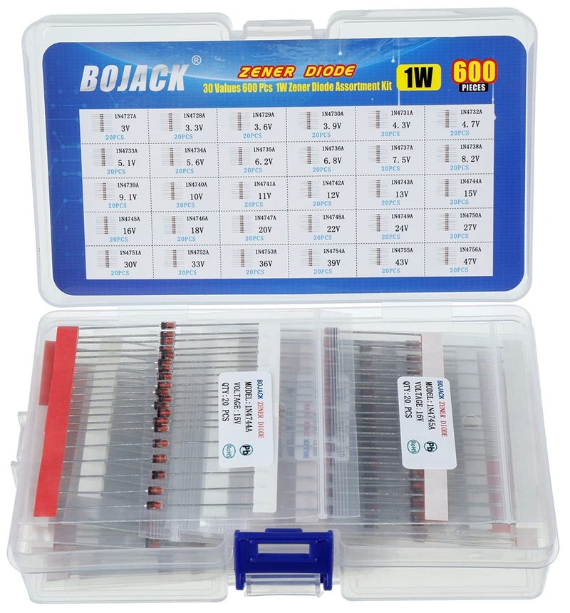 BOJACK 30 Values 600 pcs 1W Zener Diodes Assortment Kit - Image 1