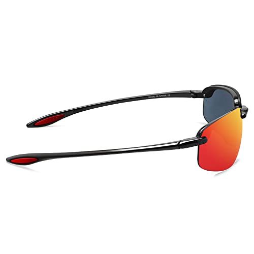 JULI Eyewear Nylon Polarized Sunglasses for Men Women Driving Fishing Baseball Driving (Nylon Polarized Black/Red) - Image 4