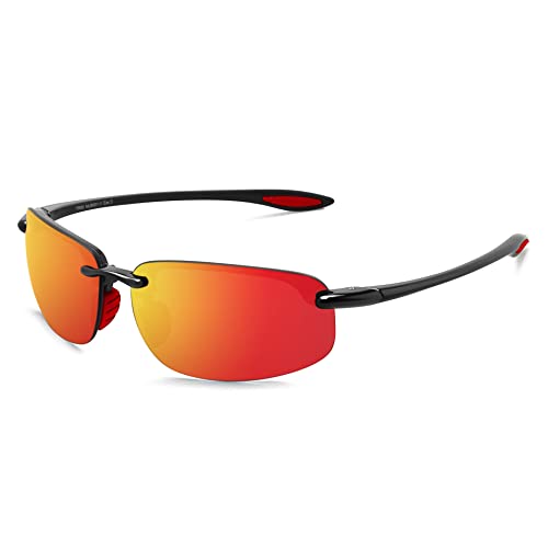 JULI Eyewear Nylon Polarized Sunglasses for Men Women Driving Fishing Baseball Driving (Nylon Polarized Black/Red) - Image 1