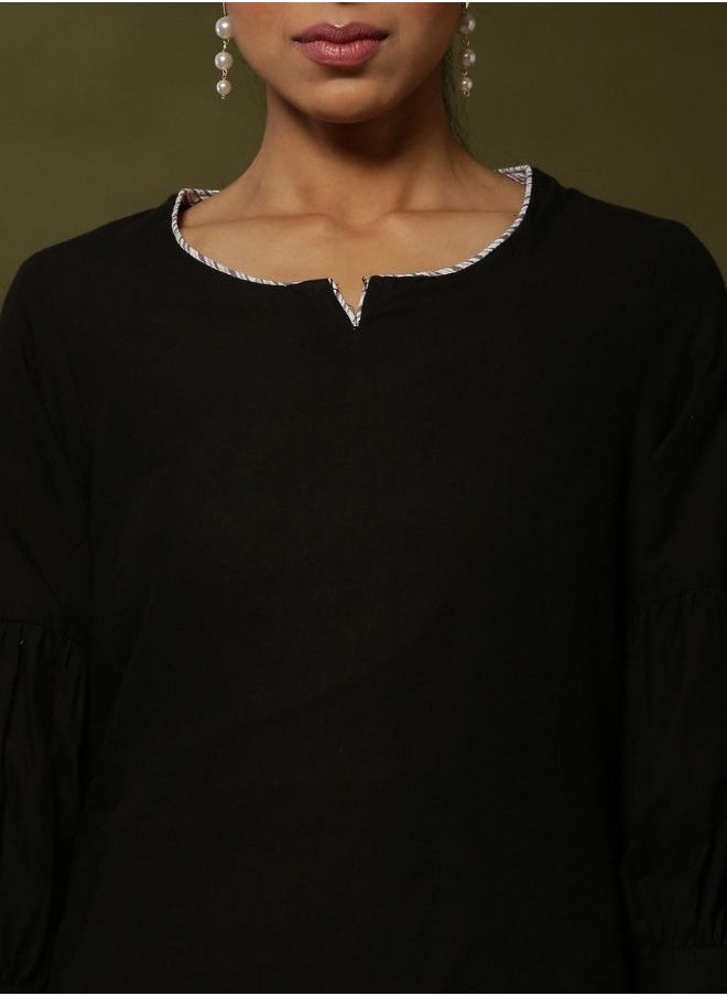 Abhishti Schiffli 2pc kurta set- black  - Image 2