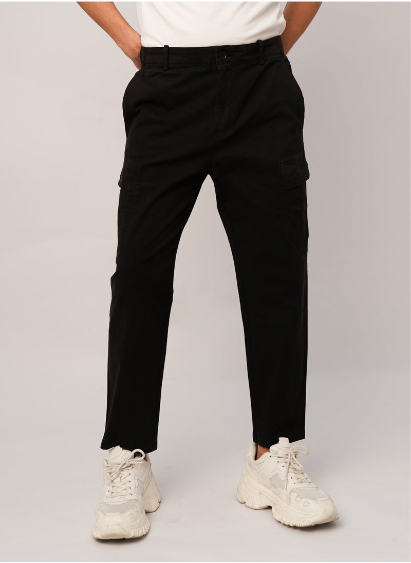 JACK & JONES - Men’s Flat Front Multi pockets Cargo Pants in Very Black - Image 1