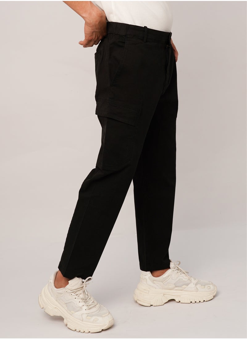 JACK & JONES - Men’s Flat Front Multi pockets Cargo Pants in Very Black - Image 1