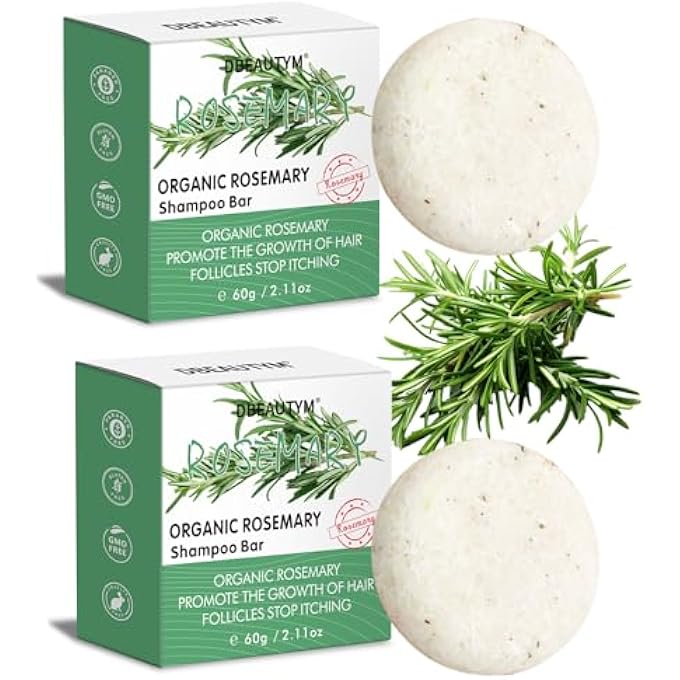 DBEAUTYM 2 PACK ROSEMARY HAIR SHAMPOO BAR,DEEP CLEANSING FOR SCALP HAIR LOSS SHAMPOO SOAP,ORGANIC HAIR OIL CONTROL,SOLID SHAMPOO FOR HAIR GROWTH, REFRESHING AND HYDRATING SOAP FOR MOTHERS DAY GIFTS - Image 2