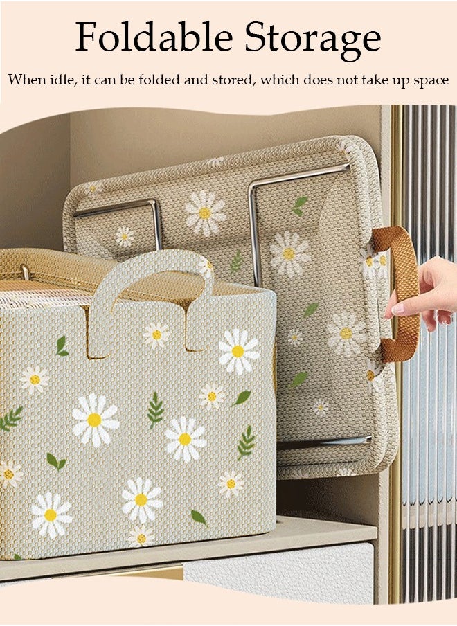 DUNISO 3PCS Wardrobe Clothes Organizer with Portable Handle Steel Frame Support Large Capacity Closet Storage Organizer for Clothes Jeans Washable Closet Storage Boxes Storage Bin for Home Office  - Image 2
