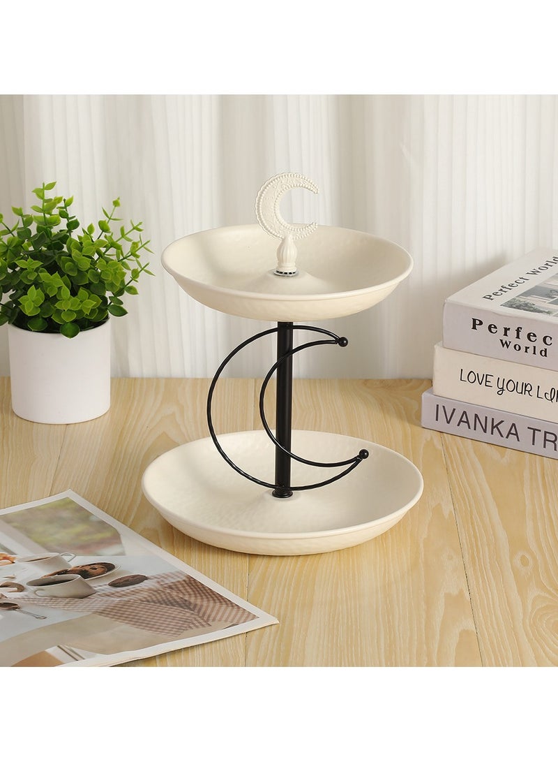 عام **طبق فواكه من طبقتين - وعاء تخزين زخرفي وعملي للوجبات الخفيفة والمكسرات والحلويات، مناسب للمنزل والحفلات وطاولة القهوة، منظف متعدد الاستخدامات للطاولة** - Image 2