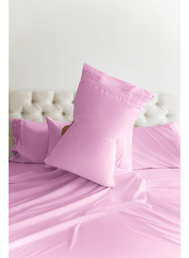 Twin 4 Piece Sheet Set - Breathable & Cooling Bed Sheets - Hotel Luxury Bed Sheets for Women, Men, Kids & Teens - Bedding w/ Deep Pockets & Easy Fit - Soft & Wrinkle Free - Twin Light Pink Sheets