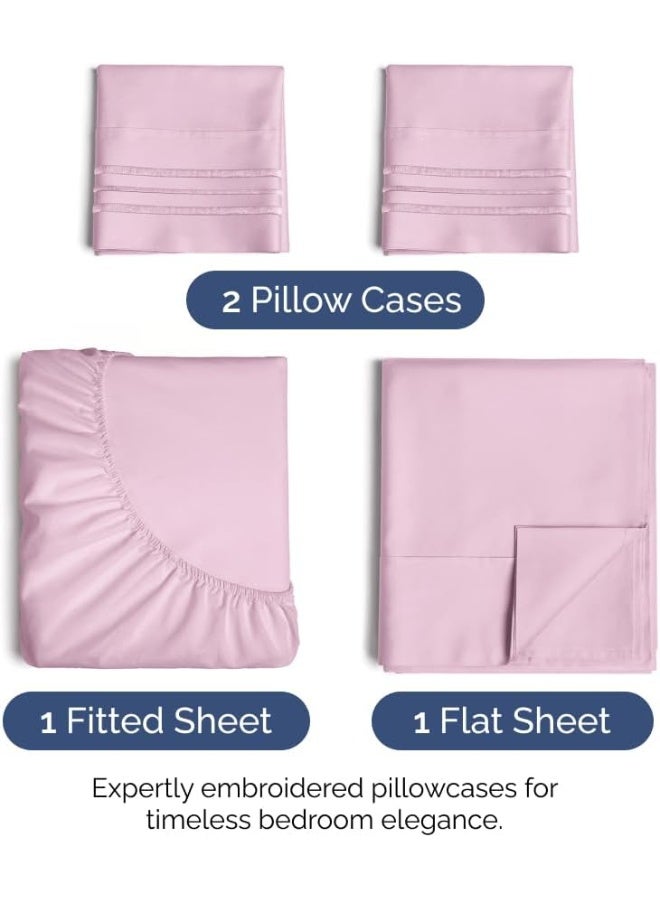 CGK Unlimited Twin 4 Piece Sheet Set - Breathable & Cooling Bed Sheets - Hotel Luxury Bed Sheets for Women, Men, Kids & Teens - Bedding w/ Deep Pockets & Easy Fit - Soft & Wrinkle Free - Twin Light Pink Sheets - Image 2