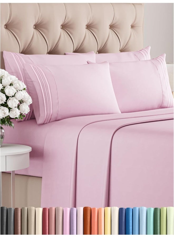 CGK Unlimited Twin 4 Piece Sheet Set - Breathable & Cooling Bed Sheets - Hotel Luxury Bed Sheets for Women, Men, Kids & Teens - Bedding w/ Deep Pockets & Easy Fit - Soft & Wrinkle Free - Twin Light Pink Sheets - Image 1