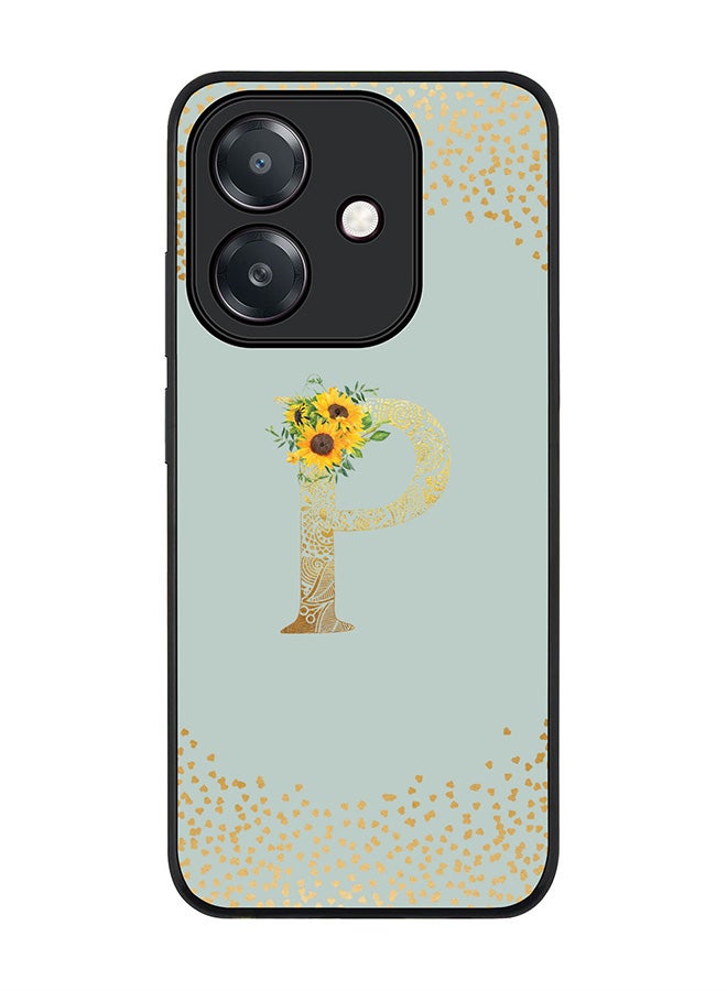 Stylizedd For Oppo A5i Case,Slim fit Camera Protection, Shockproof Thin Phone cover  - Custom Floral Monogram - P  (Light Grey )