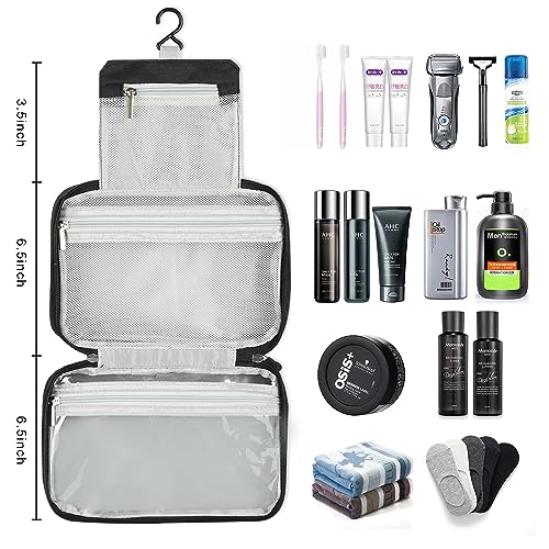 Etercycle Compact Travel Toiletry Bag for Women & Men, Waterproof Hanging Shower Organizer with Hook, Portable Foldable Wash Pouch for Bathroom/Shaving/Camping - Small-Size Space-Saving Design- Black - Image 3