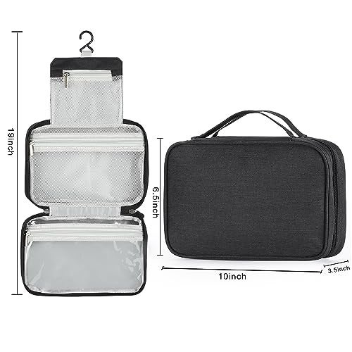 Etercycle Compact Travel Toiletry Bag for Women & Men, Waterproof Hanging Shower Organizer with Hook, Portable Foldable Wash Pouch for Bathroom/Shaving/Camping - Small-Size Space-Saving Design- Black - Image 2