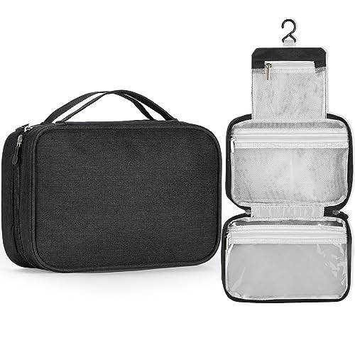 Etercycle Compact Travel Toiletry Bag for Women & Men, Waterproof Hanging Shower Organizer with Hook, Portable Foldable Wash Pouch for Bathroom/Shaving/Camping - Small-Size Space-Saving Design- Black - Image 1