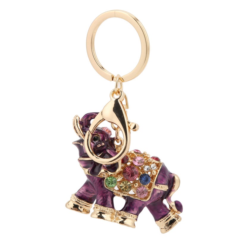 Keychain Exquisite RhinestoneEncrusted Elephant Car Bag Pendant for Girl Birthday Gift(Purple ) - Image 5
