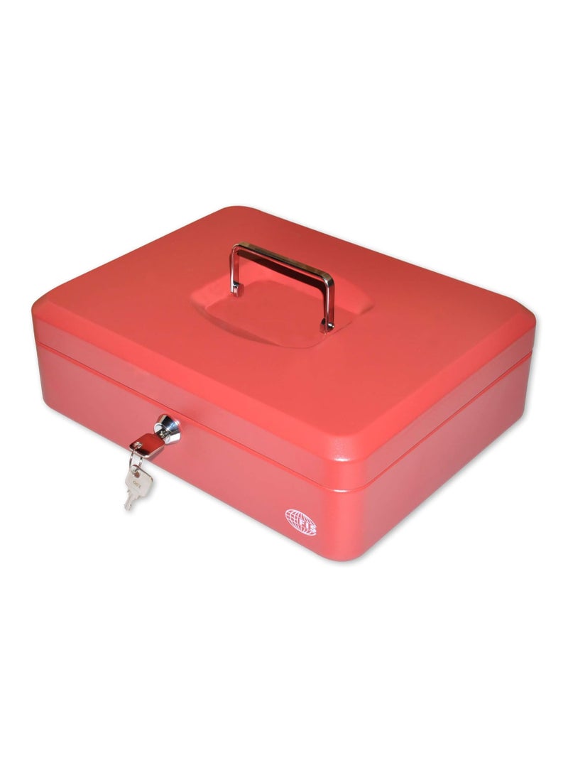 FIS Cash Box with Key 12 Inch, Matt Finish Red Color - FSCPTS0019RE - Image 1