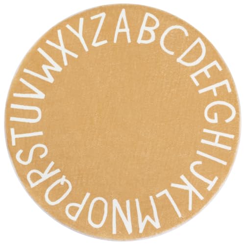 Topotdor Rainbow Round Kids Play Rug Alphabet Nursery Area Rug Extra Large Soft Crawling Play Mat for Children Toddlers Bedroom (63 inch, Multi Color) - Image 1