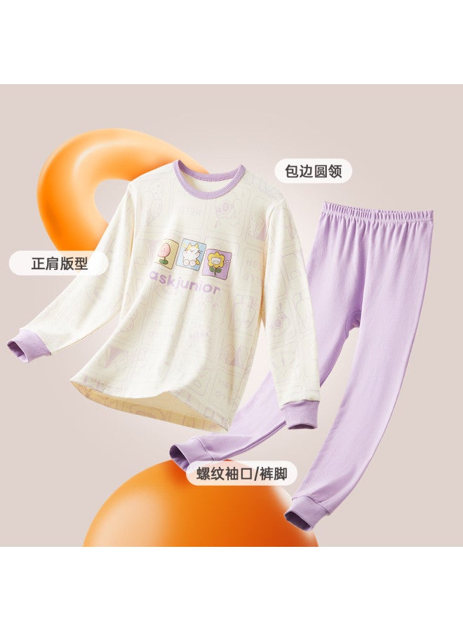 ASK JUNIOR A Antibacterial Children's Thermal Underwear Set Girls' Base Layer Underwear Set Two-piece Set - Image 3