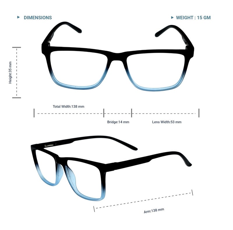 Lens+ Lensplus Square TR Full Rim Eyeglasses with Blue Cut Lightweight Unisex Eyewear for Men & Women | Stylish Computer & Daily Use Frame - Image 3