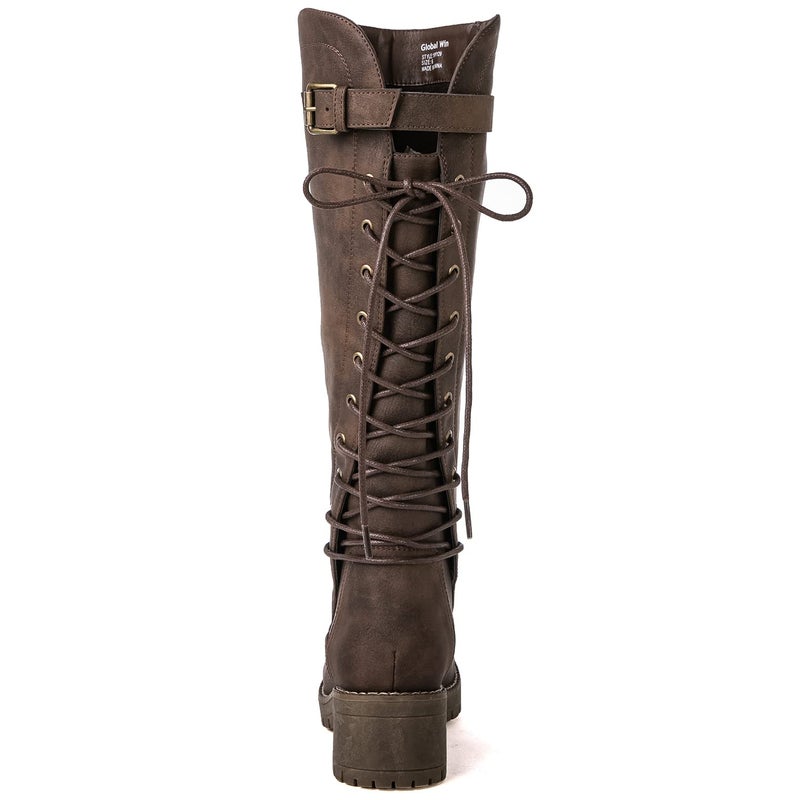 GLOBALWIN Womenâ€™s Brown Low Heel Boots Knee High Boots Riding Boots For Women 8M - Image 5