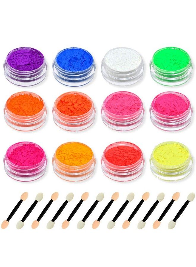 Ownest 12 Boxes Pigment Nail Powder Colorful Fluorescent Color Nail Pigments Dust Nail Glitter Gradient Iridescent Nail Art Decoration - Image 3