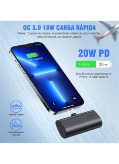 VEGER Mini Portable Powerbank 5000mAh Fast Charging 20W PD, QC 3.0 External Battery Built-in Plug-in-Use Portable Charger Compatible for iPhone 13/12/11/XR/X/8/7/6  - Image 4