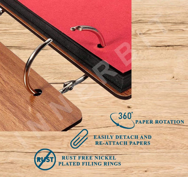innerbit® 'Happy Everyday' Artistic Wooden Photo Album Scrap Book 30 Pages - Size (22 cm x 15 cm) Gift Item - Image 4