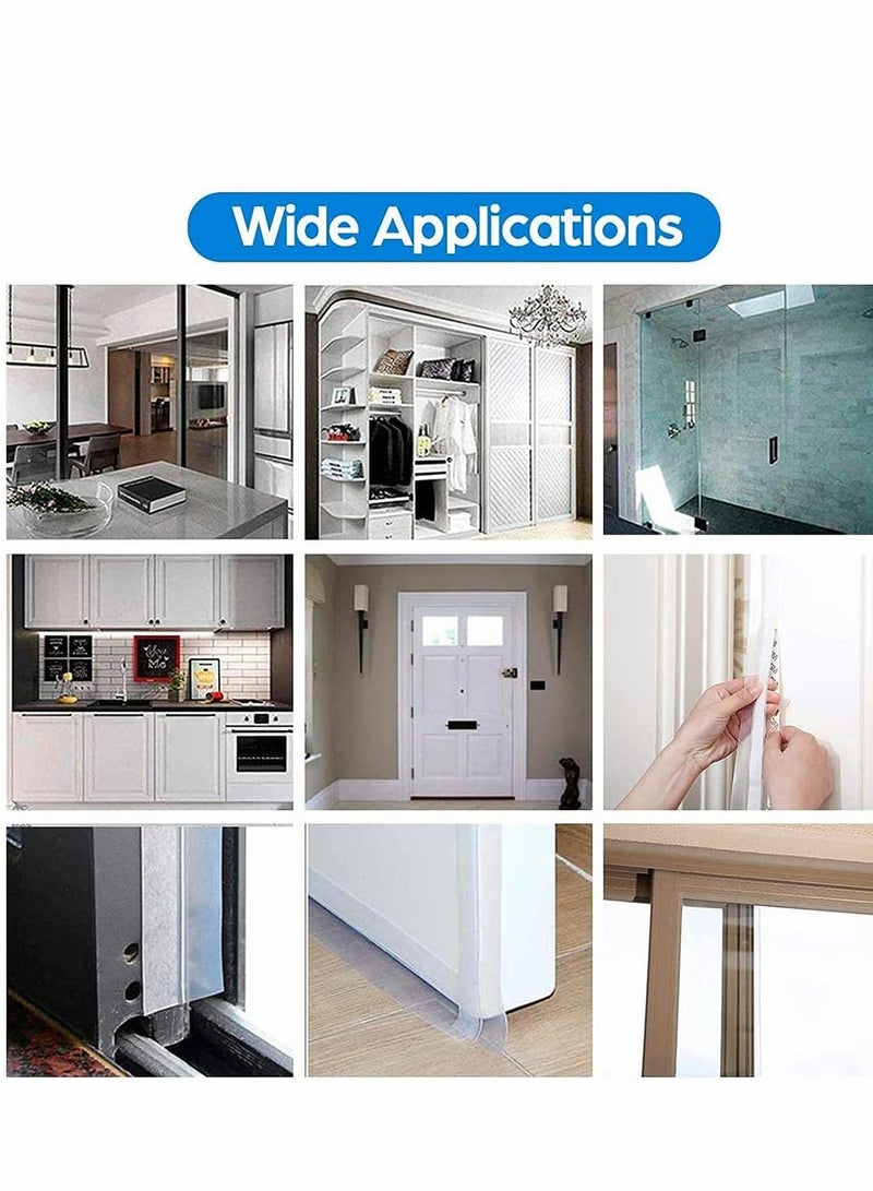 KASTWAVE Door Weather Stripping, Silicone Seal Strip Window Seal Silicone Sealing Tape for Door Draft Stopper Adhesive Tape for Doors Windows and Shower Glass Gaps...  - Image 3