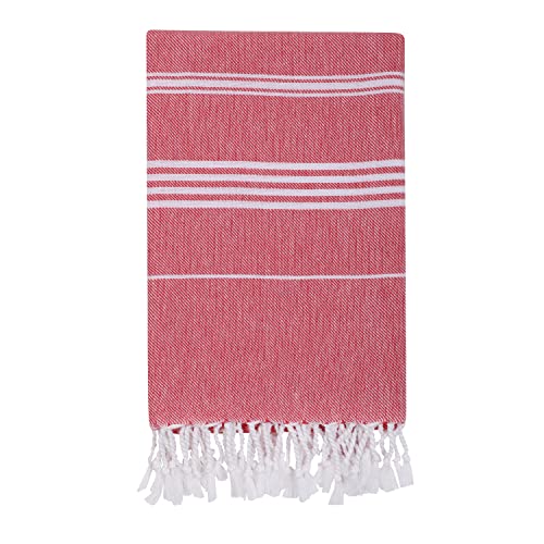 HABER Extra Large 100% Cotton Bath Towel, Size 94 X 178 cm, Quick Absorption and Faster Drying Towel – Ideal for Bath, Beach, Travel, Pool, Yoga (Pack of 1, XL Size, Red) - Image 1