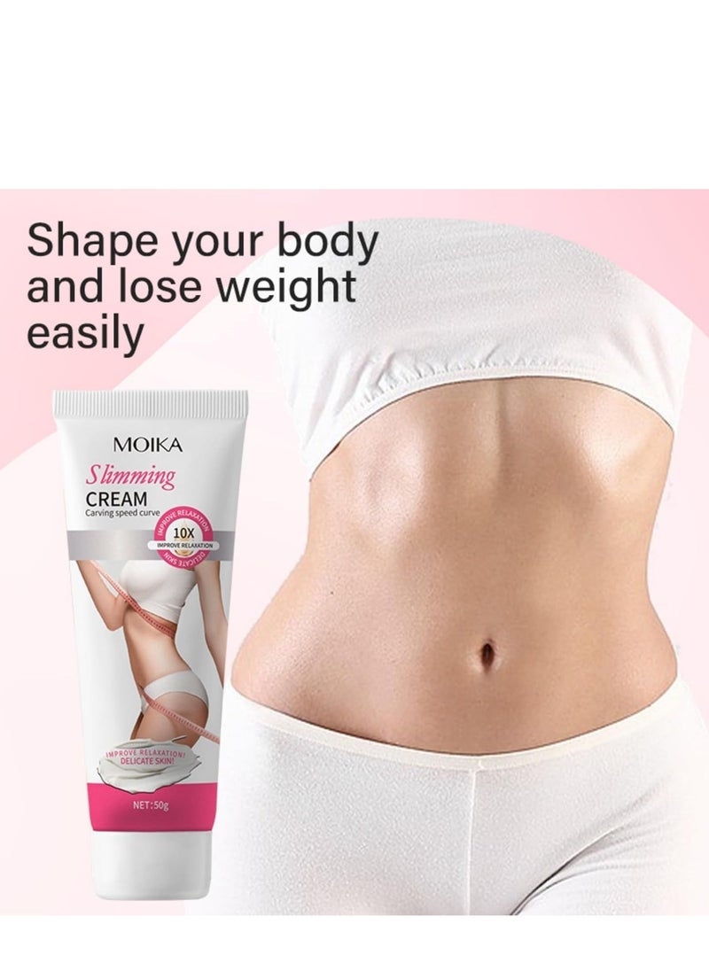 MOIKA - Flat Tummy Firming Cream, Slimming Cream, Fat Burning Cream for Women, Skin Firming, Weight Loss, Cellulite Relief, Body Shaping, Unisex Body Lotion, Suitable for All Skin Types 50g - Image 1