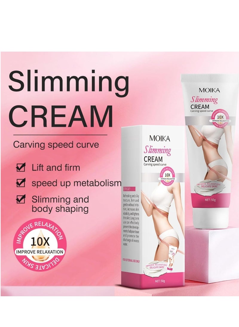MOIKA - Flat Tummy Firming Cream, Slimming Cream, Fat Burning Cream for Women, Skin Firming, Weight Loss, Cellulite Relief, Body Shaping, Unisex Body Lotion, Suitable for All Skin Types 50g - Image 1