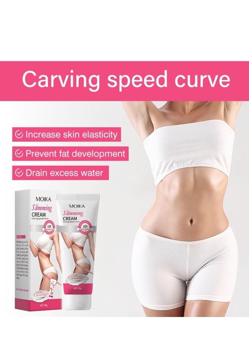 MOIKA - Flat Tummy Firming Cream, Slimming Cream, Fat Burning Cream for Women, Skin Firming, Weight Loss, Cellulite Relief, Body Shaping, Unisex Body Lotion, Suitable for All Skin Types 50g - Image 1