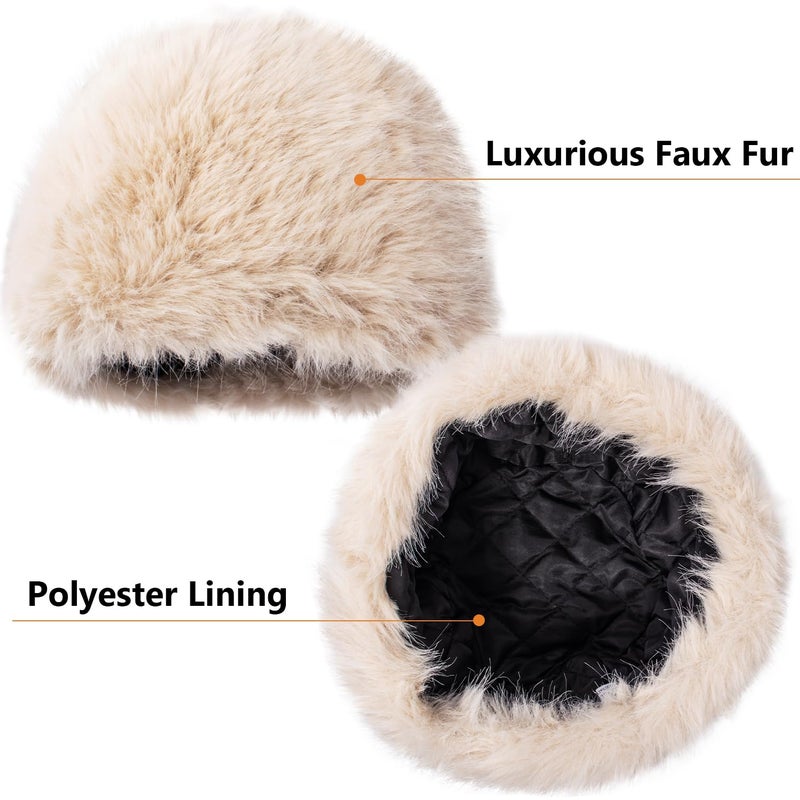 Peicees Winter Faux Fur Hat for Women Girls Cossack Russian Style Ladies Ushanka Fuzzy Furry Hat Warm Fluffy Bucket Hat Black - Image 4