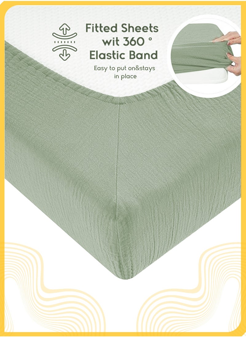 She&Little Baby Bassinet Sheets, 100% Soft & Breathable Cotton, Fits Rectangle/Round/Oval/Hourglass Mattresses, Deep Pocket Design, Easy to Wash & Durable, Perfect for Newborns, Suitable for Summer & Winter （Green)  - Image 3