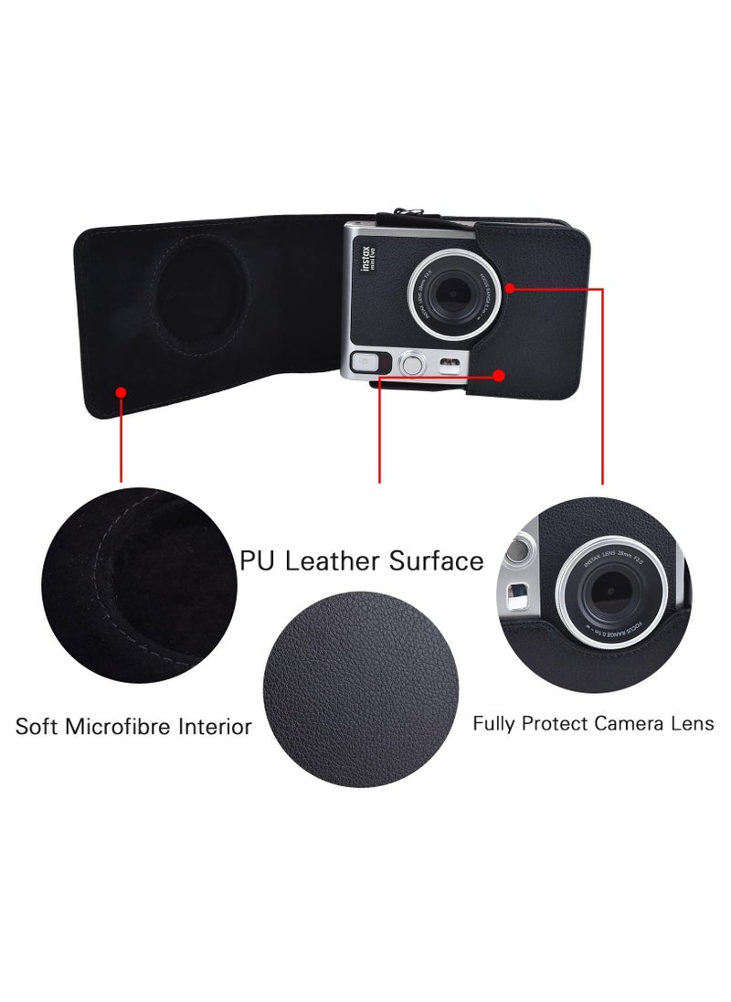 Generic Case for Instax Mini EVO - PU Leather Protective Bag with Adjustable Strap, Durable and Stylish Camera Cover for Fujifilm Instax Mini EVO, Convenient and Classic Design for Photography Enthusiasts  - Image 3