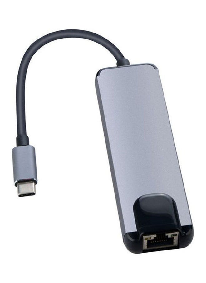 NIBEMINENT 5 In 1 Usb Type C Hub Hdmi To Gigabit Ethernet Rj45 Lan Adapter For Macbook Pro Thunderbolt 3 Usb-C Charger Port Grey  - Image 3