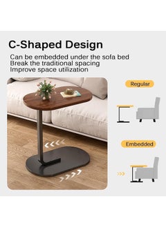 Generic SUPAAR Home Side Tables for Small Spaces, Couch Arm Tray Table for Living Room, Bed, Sofa. End Table Anti-Rust waterproof (walnut and white)  - Image 5