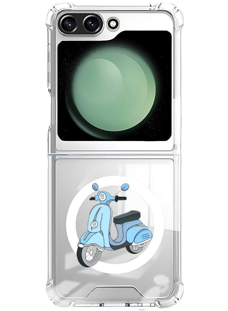 Theodor Magnetic Case for Samsung Galaxy Z Flip 5 Compatible with MagSafe Wireless Charging, Shockproof Phone Bumper Cover Vespa - Image 1