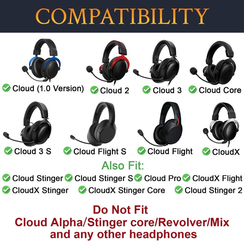 Lambskin Replacement Earpads for HyperX Cloud 1/2/3/Pro/Core/Flight/Flight S/Stinger/Stinger2/Stinger S, CloudX Stinger/Stinger Core/Flight Headsets - Black - Image 2