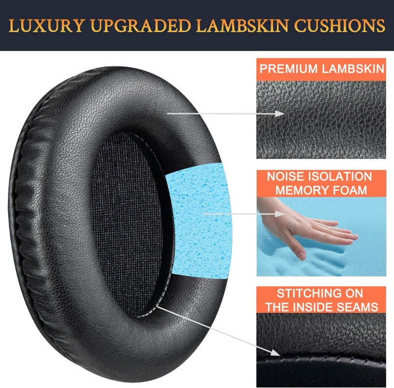 Lambskin Replacement Earpads for HyperX Cloud 1/2/3/Pro/Core/Flight/Flight S/Stinger/Stinger2/Stinger S, CloudX Stinger/Stinger Core/Flight Headsets - Black - Image 4