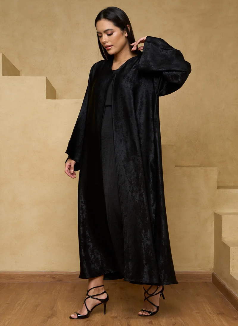 Couturelabs Black Shimmer Festive Abaya with Sheila