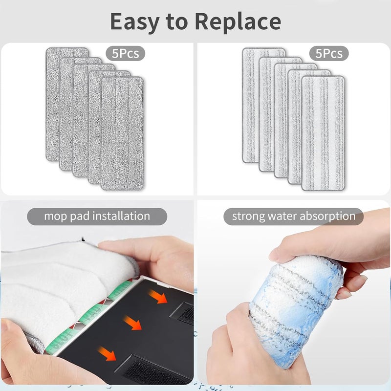 Bluearks 10 قطع من وسادات استبدال الممسحة Joymoop، مقاس 13 × 4.9 بوصة، وسادات ممسحة عالمية، عبوات رأس ممسحة قابلة للغسل، متوافقة مع معظم المماسح بحجم 11-13 بوصة - Image 4