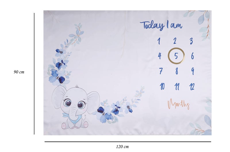 ROITIX Monthly Blankets Soft Floral Memory Blankets Girls Boys Cute Photo Background Blankets White (Elephant) - Image 2