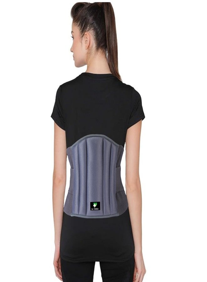 حزام دكتور تورسو الرمادي القطني العجزي مع حزام مزدوج | دعم الظهر للعمود الفقري القطني، حزام داعم لتخفيف الألم، دعامة ظهر للرجال/النساء، وكبار السن (مقاس XXL) - Image 1