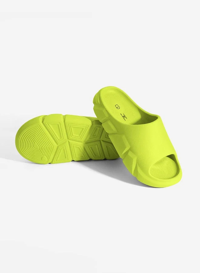 The Souled Store  The Souled Store Men Solid Lime Green EVA Sliders  | Best Price UAE